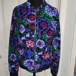 Colorful Floral Zip-Up Jacket